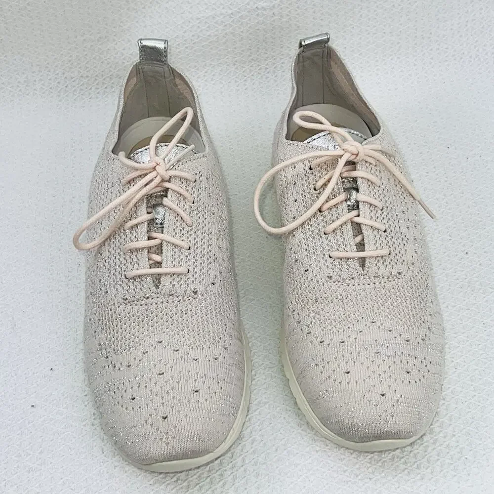 Cole Haan Womens 10.5B Zerogrand Stitchlite Sneakers Pink Metallic Knit